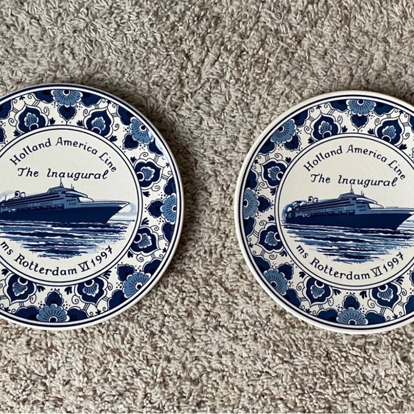 Holland America Line- The Inaugural Ms Rotterdam VI 1997 Blauw Delft Plate - EUC - Picture 3 of 8